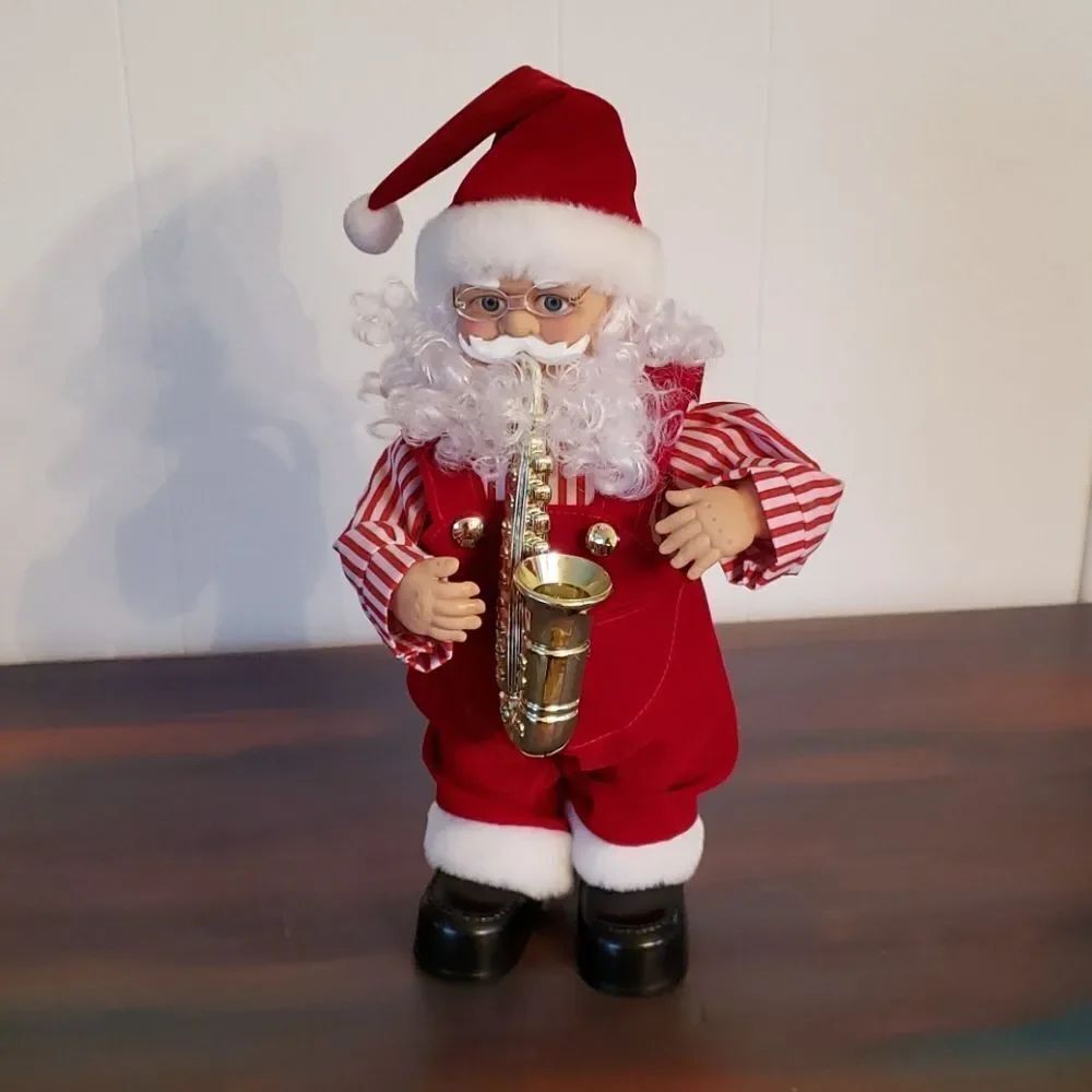 Cute Vintage Saxophone Playing Santa